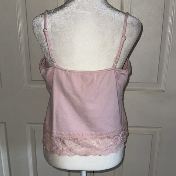 Soft Surroundings Pink Lace Trim Shelf Bra Tank - Picture 2 of 5
